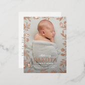 夢のような葉の葉の葉の誕生の発表はがき 箔シーズンポストカード (正面/裏面)