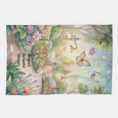 夢のような蝶のガーデンパス – 魅惑の庭 キッチンタオル (横)