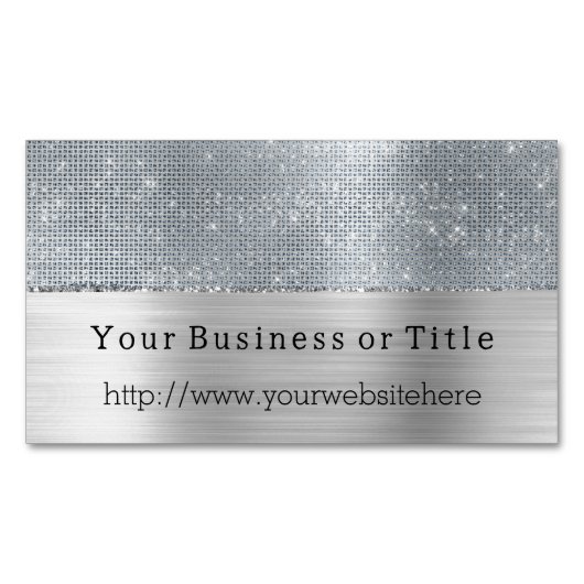 夢のような輝くシルバーの輝き マグネット名刺 (正面)