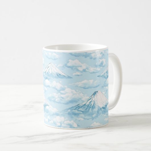夢のような雪山 - ソフトブルー ホワイト コーヒーマグカップ (正面右)