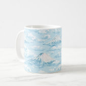 夢のような雪山 - ソフトブルー ホワイト コーヒーマグカップ (正面左)