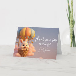 夢のような雲と感謝のバニー熱い気球 サンキューカード