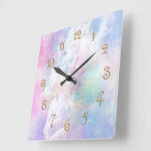 夢のような雲と星 スクエア壁時計 (傾斜)