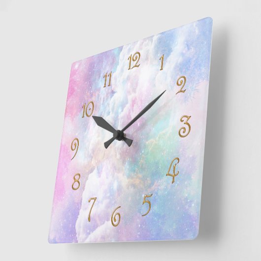 夢のような雲と星 スクエア壁時計 (傾斜)