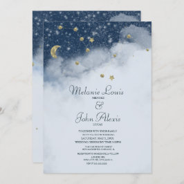 夢のような雲コンステレーションゴールドフォイル結婚ズ 招待状
