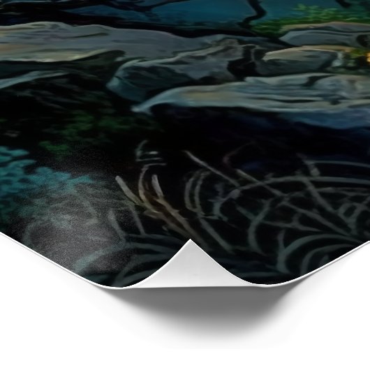 夢のような霧の山の風景の光沢のあるポスター ポスター (コーナー)