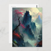 夢のような霧の山の風景はがき ポストカード (正面/裏面)