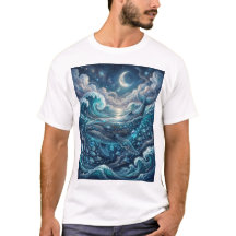 夢のような青いクジラTシャツ
