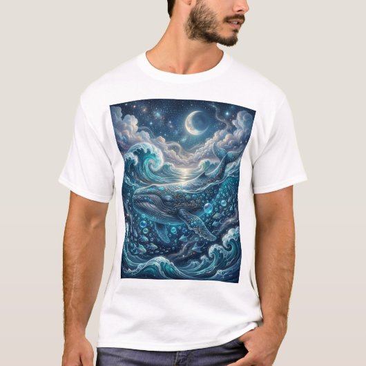 夢のような青いクジラTシャツ Tシャツ (正面)