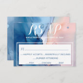 ～* 夢のような青いピンクの水彩モダンでおしゃれ 出欠カード (正面/裏面)