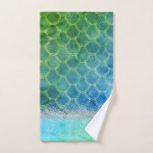 夢のような青い緑の人魚の輝きらきら光るき バスタオルセット (ハンドタオル)
