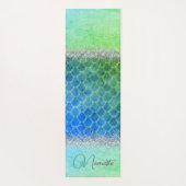 夢のような青い緑の人魚の輝きらきら光るき ヨガマット (裏面)