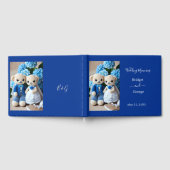 夢のような青と白のクロシェ結婚トのカップル ゲストブック (全面)