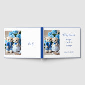 夢のような青と白のクロシェ結婚トのカップル ゲストブック (全面)
