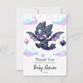 夢のような魅惑のドラゴンベビーシャワー サンキューカード