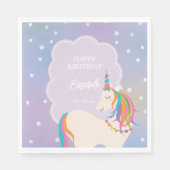 夢のような魔法の虹のユニコーンガールバースデーパーティー スタンダードランチョンナプキン (正面)