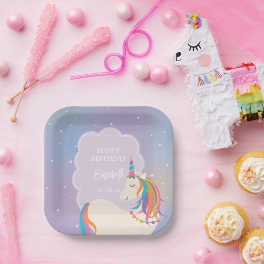夢のような魔法の虹のユニコーンガールバースデーパーティー ペーパープレート (パーティー)