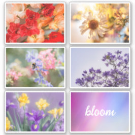夢のような鮮やかな春の花のステッカーセットシート シール