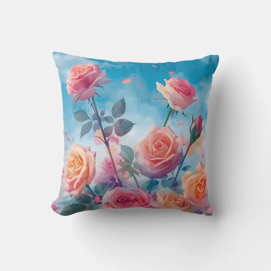 夢のような鮮やかバラ クッション (正面)