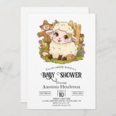 夢のエレガント羊の赤ちゃんシャワー 招待状 (正面/裏面)