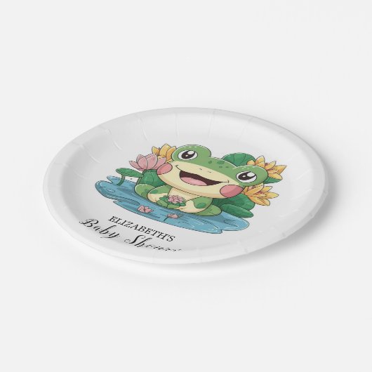 夢のカエルかわいらしの赤ちゃんシャワー ペーパープレート (アングル)