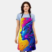 夢のカラフル抽象芸術 エプロン (着用した状態)