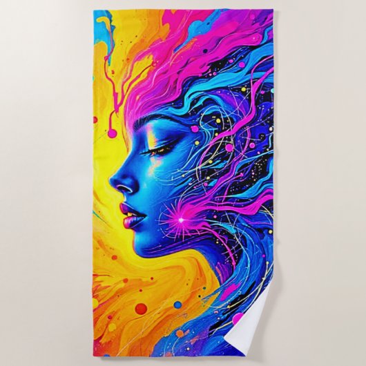 夢のカラフル抽象芸術 ビーチタオル (正面)