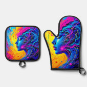 夢のカラフル抽象芸術 鍋つかみ&鍋敷きセット (正面)