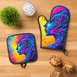 夢のカラフル抽象芸術 鍋つかみ&鍋敷きセット