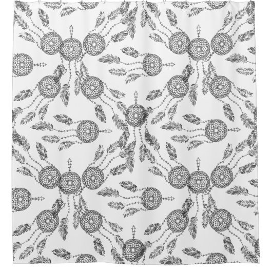 夢のキャッチャーのデザイン シャワーカーテン (正面)