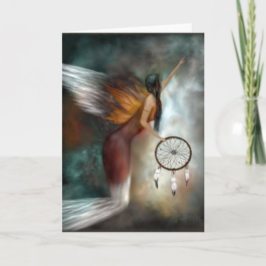 夢のキャッチャーのネイティブアメリカンの天使 カード (正面)