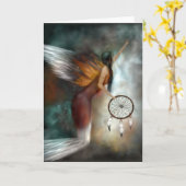 夢のキャッチャーのネイティブアメリカンの天使 カード (黄色い花)