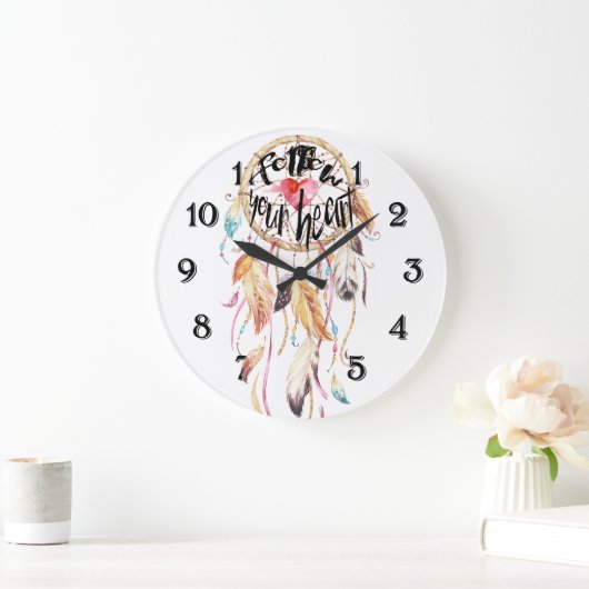 夢のキャッチャーはあなたのハートを後を追います ラージ壁時計 (ホーム)