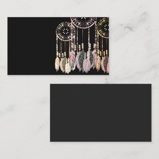 夢のキャッチャーは水色の名刺に羽をつけます 名刺 (正面/裏面)