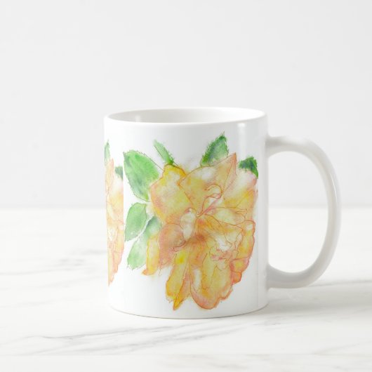夢のスパイア黄色の水カラーバラ コーヒーマグカップ (右)