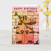 夢のドアのフェアリー テール 絵本の女の子の誕生日 カード (黄色い花)
