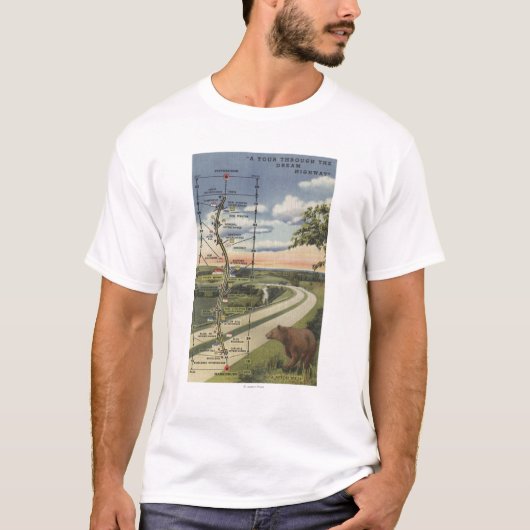 "夢のハイウェー"の詳しい地図 Tシャツ (正面)