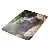 **「夢のバスケット：ベビーヒッポの居心地の良い昼寝」** バスマット (アングル)