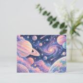 夢のパステル惑星と銀河 ポストカード (スタンド正面)