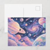 夢のパステル惑星と銀河 ポストカード (正面/裏面)