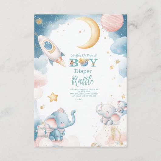 夢のヒューストン私たちは男の子おむつラッフルを持っている エンクロージャーカード (正面)
