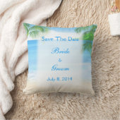 夢のビーチ結婚式日付を保存 クッション (ブランケット)