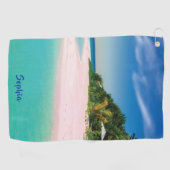 夢のビーチ(パーソナライズされた名前)   ゴルフタオル (横)