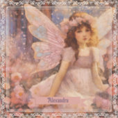 夢のピンクの花園に佇むファンタジーな妖精 シール (正面)