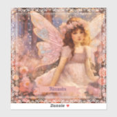 夢のピンクの花園に佇むファンタジーな妖精 シール (シート)