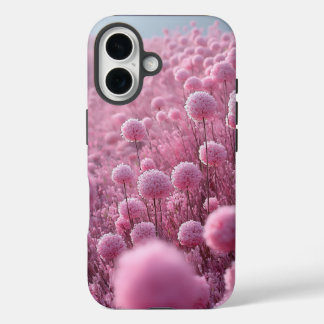 夢のピンクの花畑パターン iPhone 16ケース