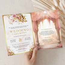 夢のピンクフラワーリングインドのマンダップヒンズー教徒の結婚式