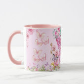 夢のピンク蝶々マグカップ - 花柄美意識コーヒー マグカップ (左)