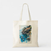 夢のマルファ海岸:水彩画デザイン トートバッグ (裏面)