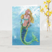 夢のマーメイドきらめくシーグリーティングカード カード (黄色い花)